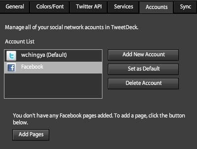 Add Facebook Pages to Tweetdeck