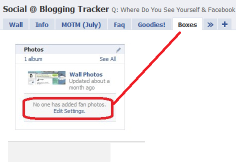 Photo edit settings appears inside facebook boxes tab