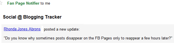 fan page notifier emails notification for new wall post