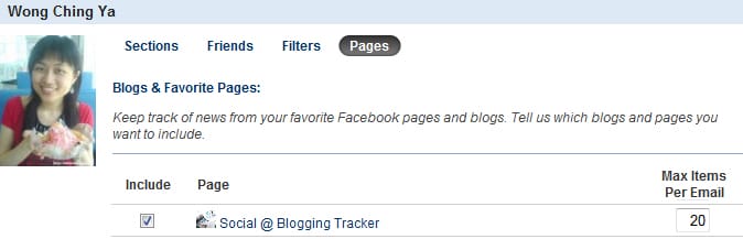 select page to receive email notification
