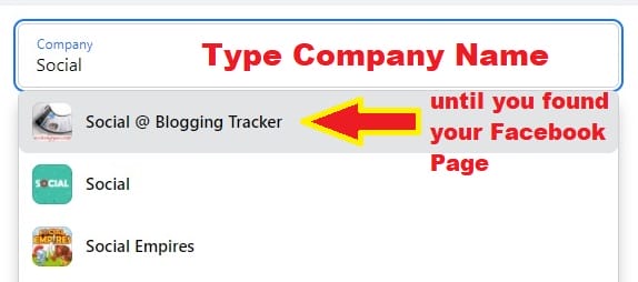type facebook page name