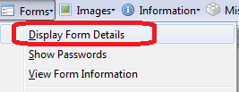 display form details in Web Developer tool from firefox browser