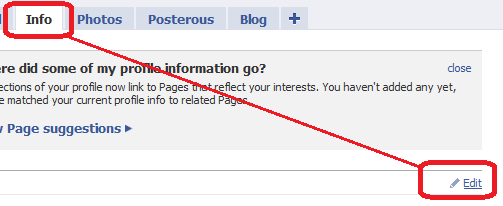 go to Info and click Edit in your profile