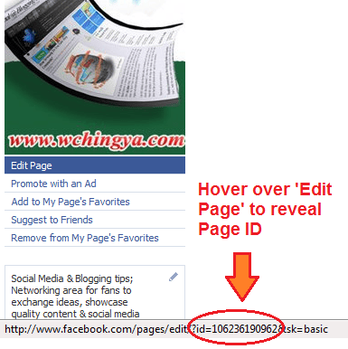 mouse over edit page to reveal official page ID