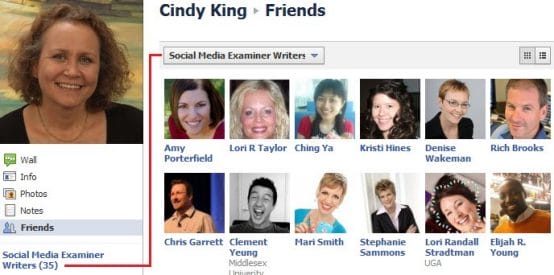 create featured facebook lists for new profile