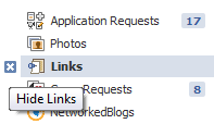 hide facebook application from navigation links