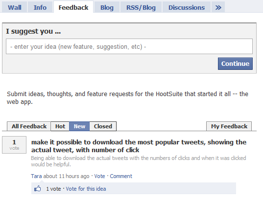 uservoice to replace feedback tab in facebook page