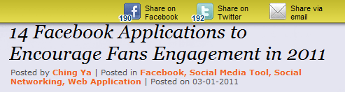 Apture to encourage social sharing with facebook and twitter buttons