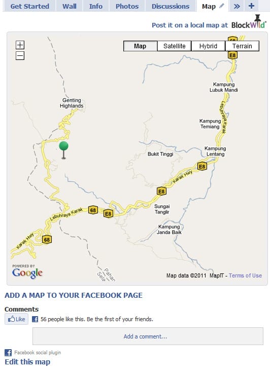 blockwild adds Google map into your facebook page