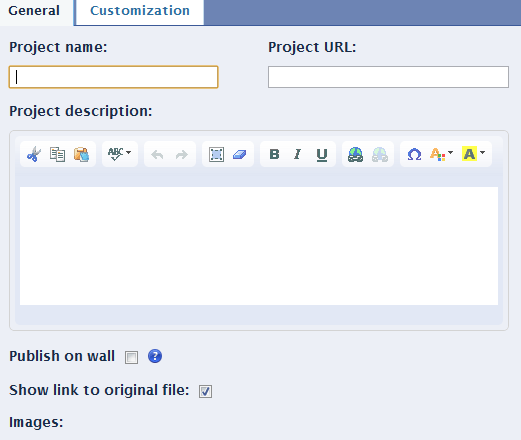 dportfolio configuration to post project on facebook page