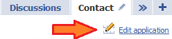 edit application in Contact Tab