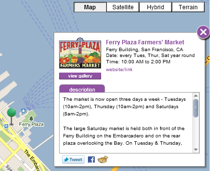 example of event and share buttons