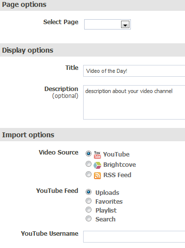 ffwd Videos configuration options