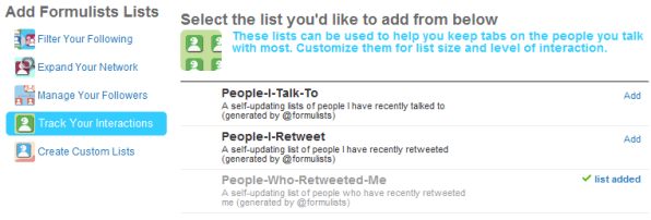formulists to track interactions and expand your network