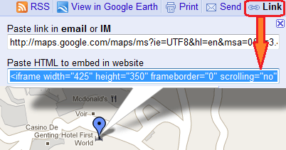 get the embed code from Google Maps