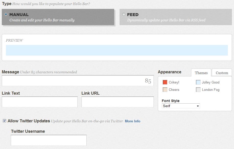 hellobar manual and feed control panel hellobar manual and feed control panel