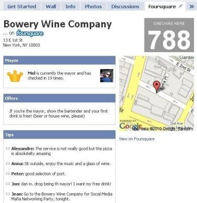 placewidget adds foursquare tab to your facebook page
