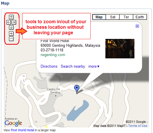 your business location is shown on contact tab Google map