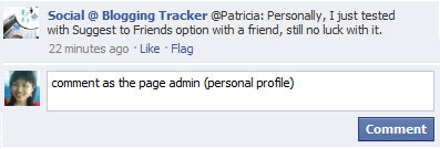 comment as the admin profile in managed page