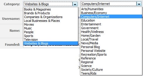 select and edit your page category