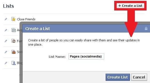 create and name your facebook list
