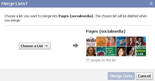 merge multiple facebook page lists