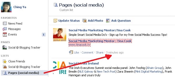 news feed from facebook pages you like