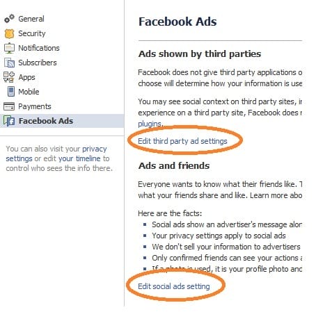 facebook ads settings