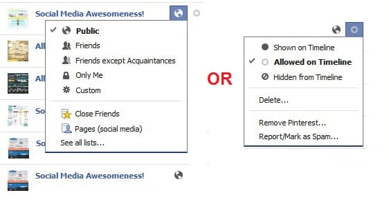 facebook app activities