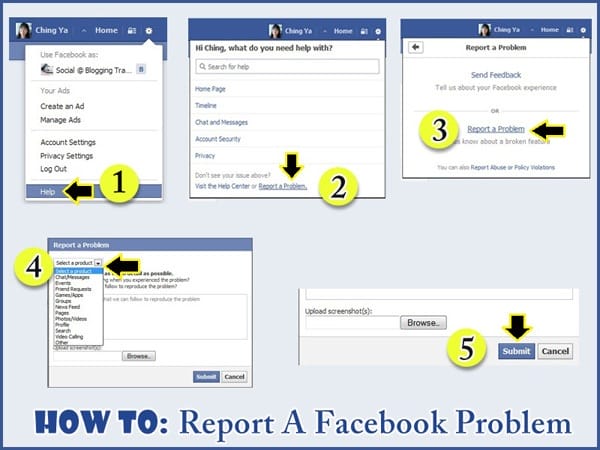 how to report facebook problem
