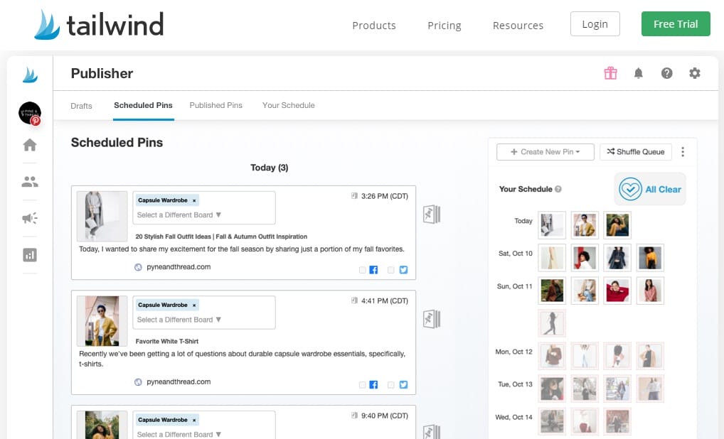 tailwind pinterest scheduling tool