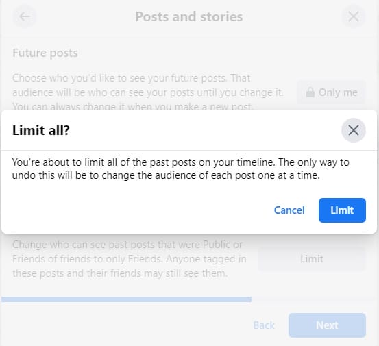 limit facebook past posts