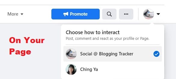 interact as your facebook page