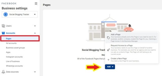 add facebook page to business account