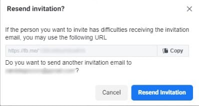 resend invitation to business acc