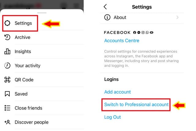 switch to instagram professional account