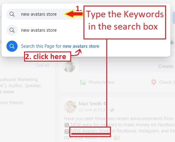 type the keywords in the search_box