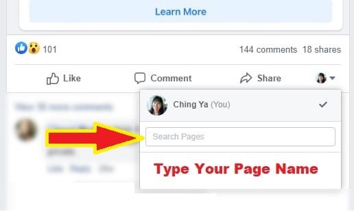 Type Your Facebook Page Name