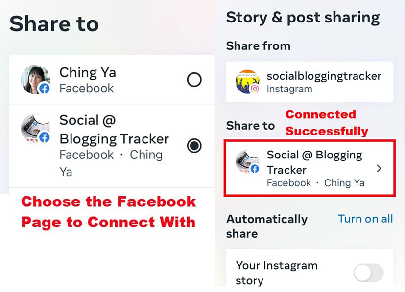 manage instagram story and post sharing