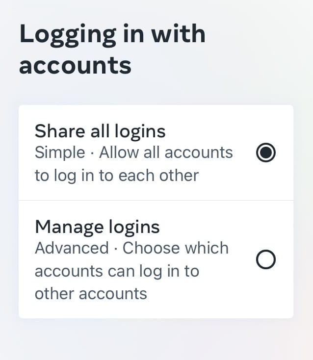 manage logins between accounts