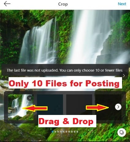 maximum 10 files in Instagram