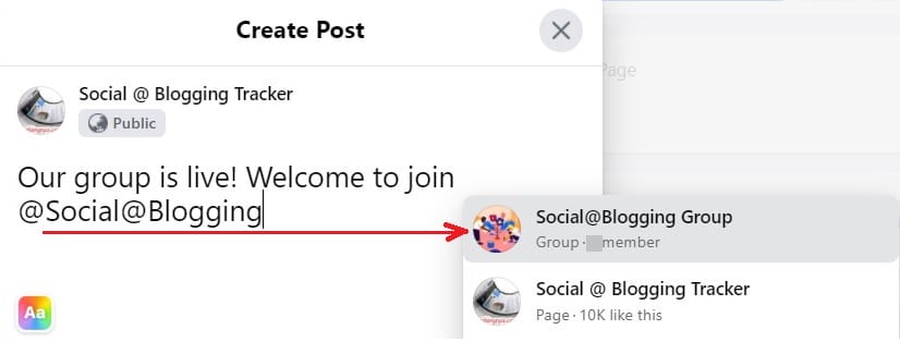 10 post to page about new facebook group