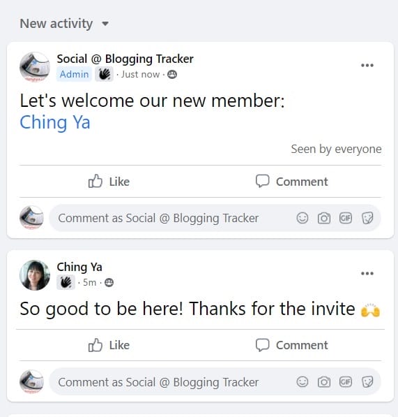 11 post a welcoming message to new group member