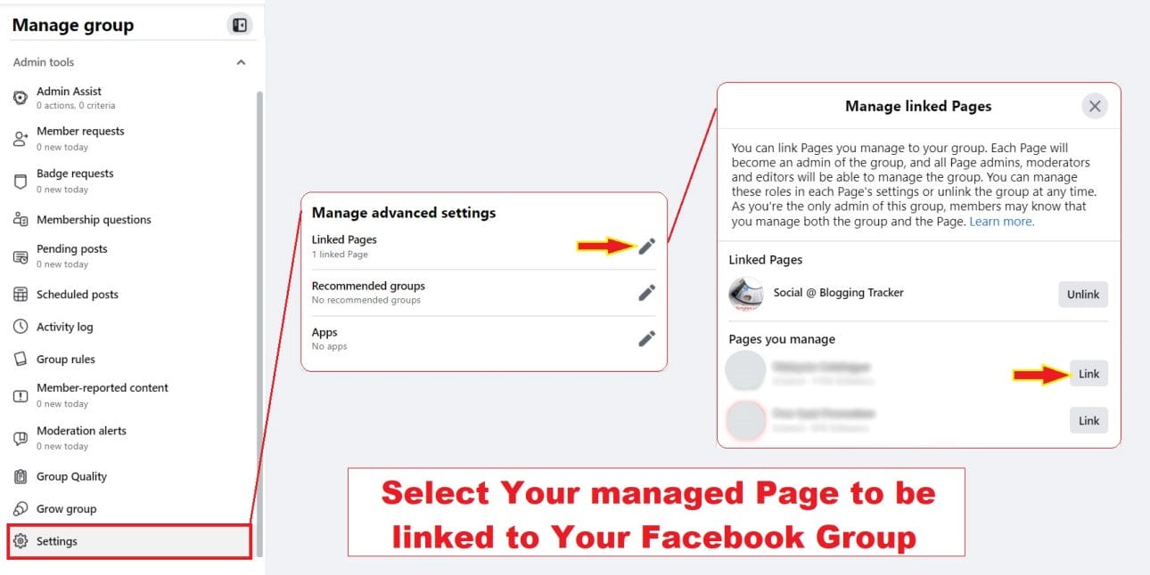 Bring back option to link a facebook page, instead of a facebook