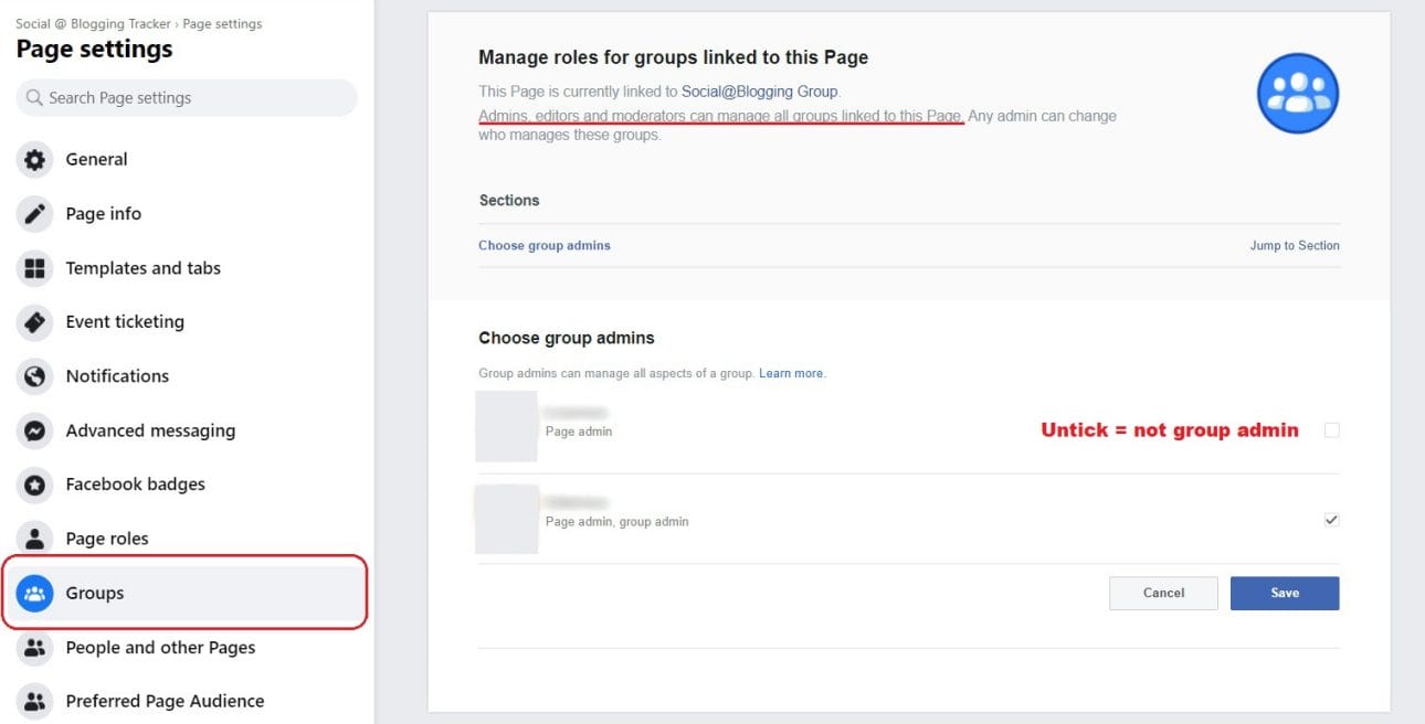 19 manage roles for groups linked to facebook page