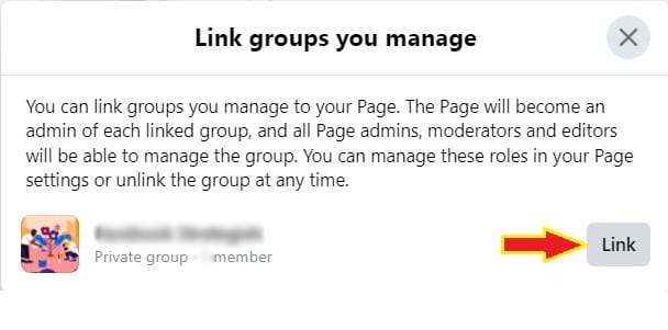 4 link facebook group to page