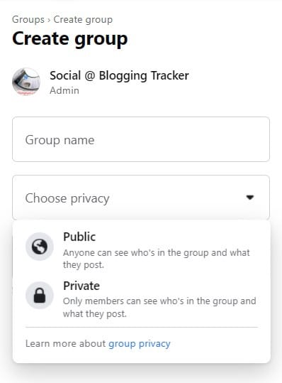 5 public group or private group