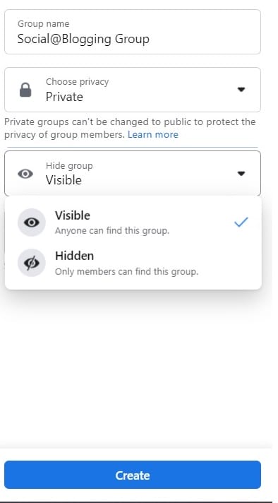 6 Make Facebook Group VIsible or Hidden