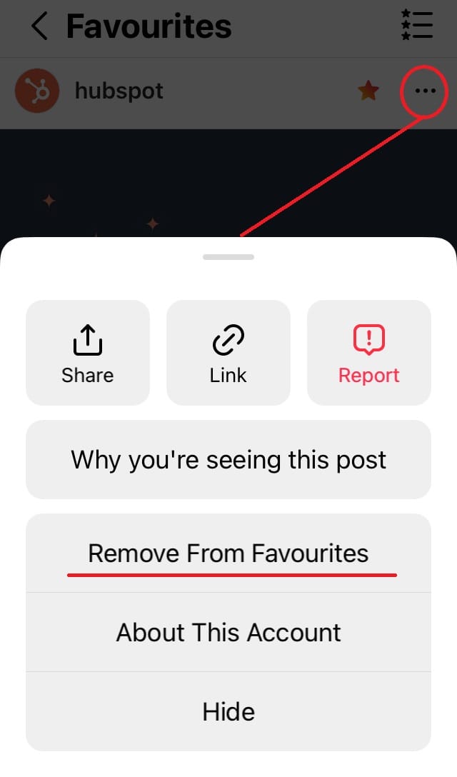 customize your instagram favourites list