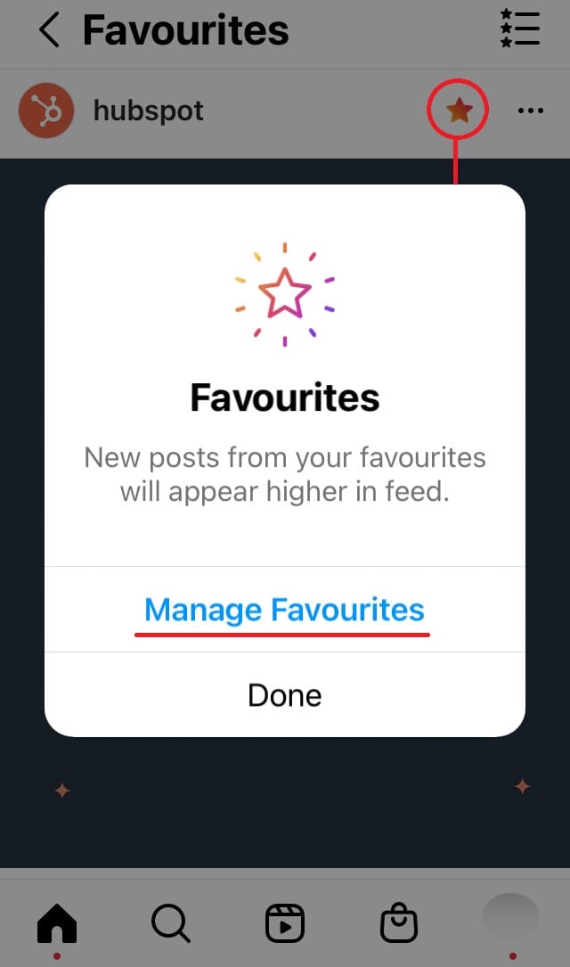 manage your instagram favourites list